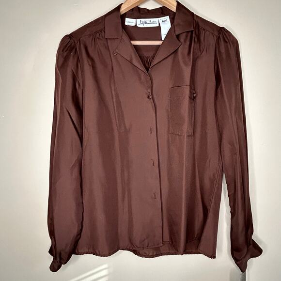 Vintage Lady Manhattan Sheer Brown Blouse NOS Deadstock Sz 10 M - Picture 1 of 13